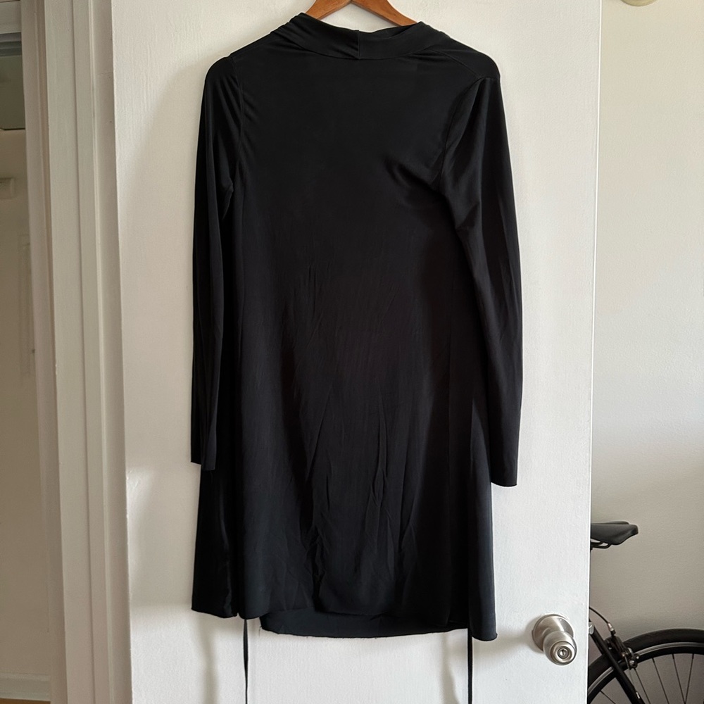 Allsaints Black Cupro Amei Long Sleeve Draped Mini Dress Size 0 EUC - Picture 8 of 12